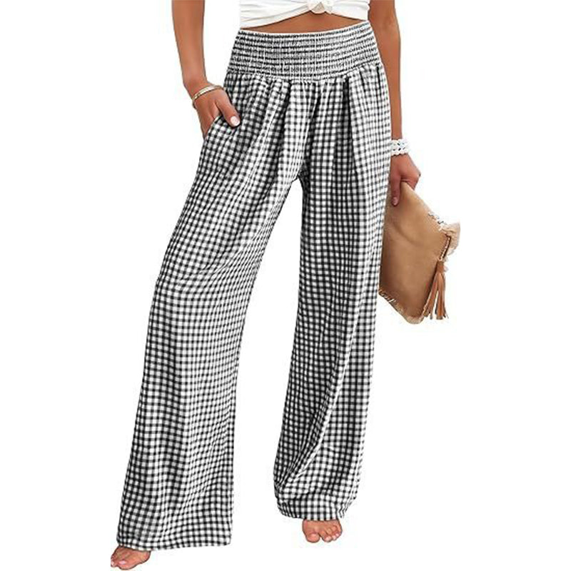 ⏳LETZTER TAG: 50% RABATT!🎁Gestreifte weit ausgestellte Hose mit hoher Taille und Taschen