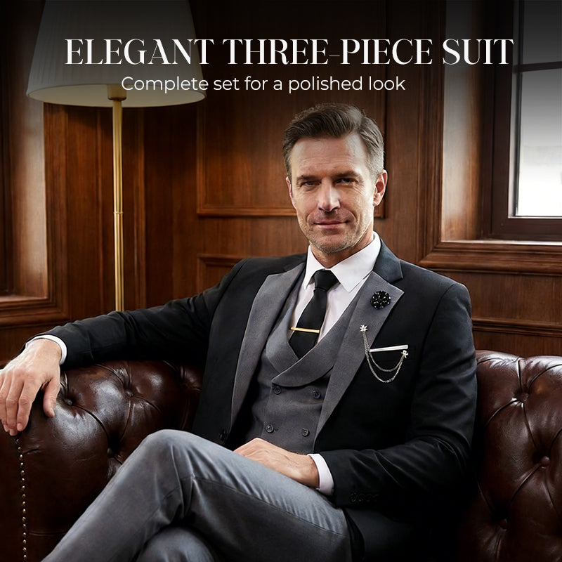💎 50% RABATT! 💎 Moderner Hochzeitsanzug in Kontrastfarben – 3-teiliges Slim-Fit-Set in markantem Schwarz & Hellblau (8 Farben!) 👔✨