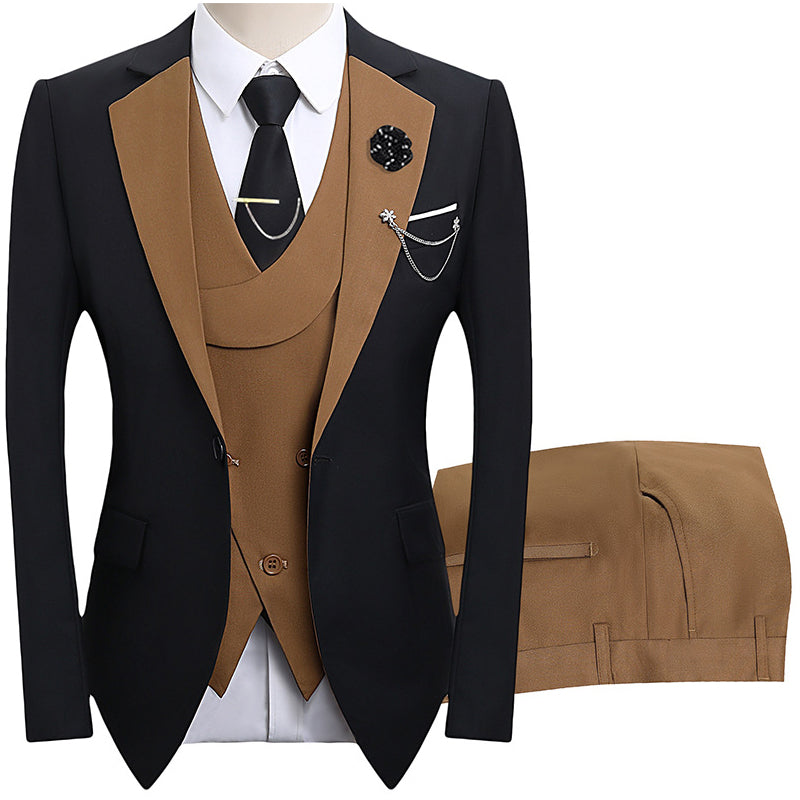 💎 50% RABATT! 💎 Moderner Hochzeitsanzug in Kontrastfarben – 3-teiliges Slim-Fit-Set in markantem Schwarz & Hellblau (8 Farben!) 👔✨