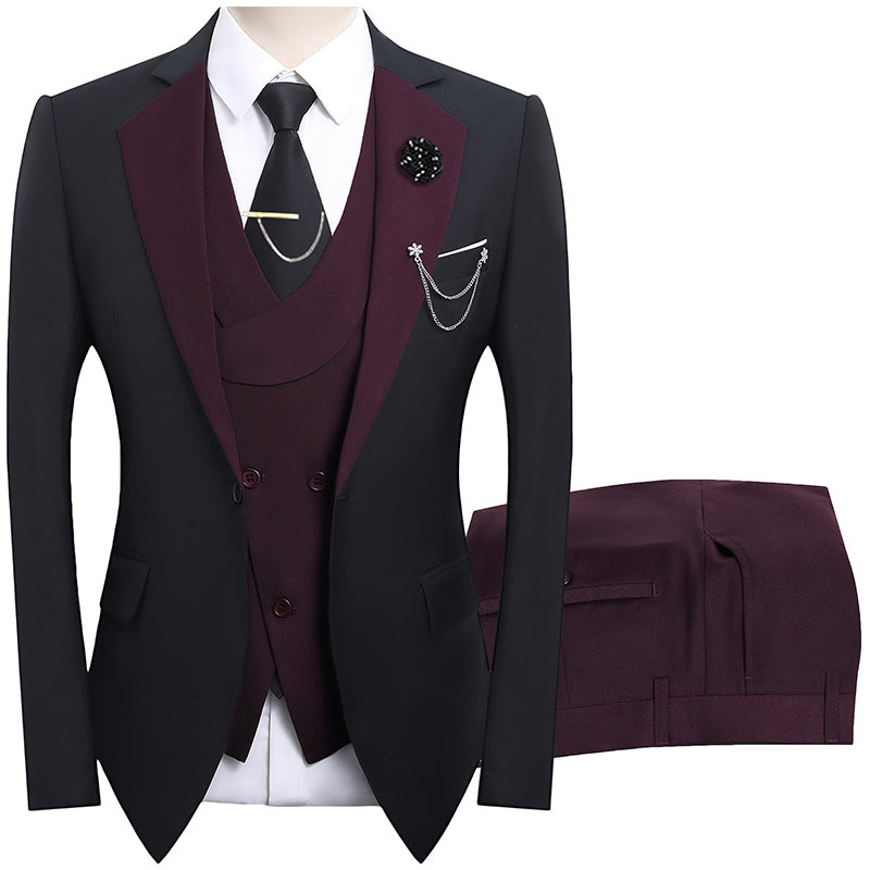 💎 50% RABATT! 💎 Moderner Hochzeitsanzug in Kontrastfarben – 3-teiliges Slim-Fit-Set in markantem Schwarz & Hellblau (8 Farben!) 👔✨