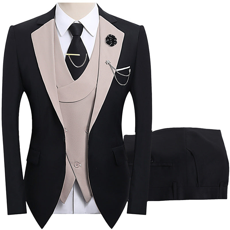 💎 50% RABATT! 💎 Moderner Hochzeitsanzug in Kontrastfarben – 3-teiliges Slim-Fit-Set in markantem Schwarz & Hellblau (8 Farben!) 👔✨