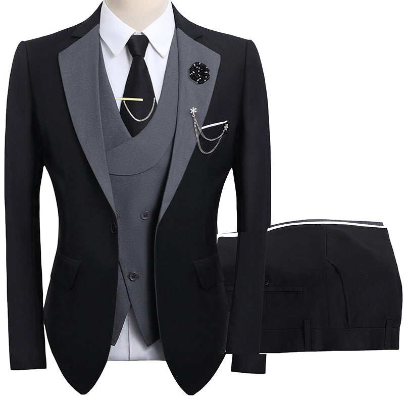 💎 50% RABATT! 💎 Moderner Hochzeitsanzug in Kontrastfarben – 3-teiliges Slim-Fit-Set in markantem Schwarz & Hellblau (8 Farben!) 👔✨
