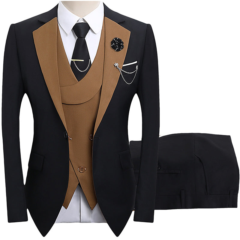 💎 50% RABATT! 💎 Moderner Hochzeitsanzug in Kontrastfarben – 3-teiliges Slim-Fit-Set in markantem Schwarz & Hellblau (8 Farben!) 👔✨