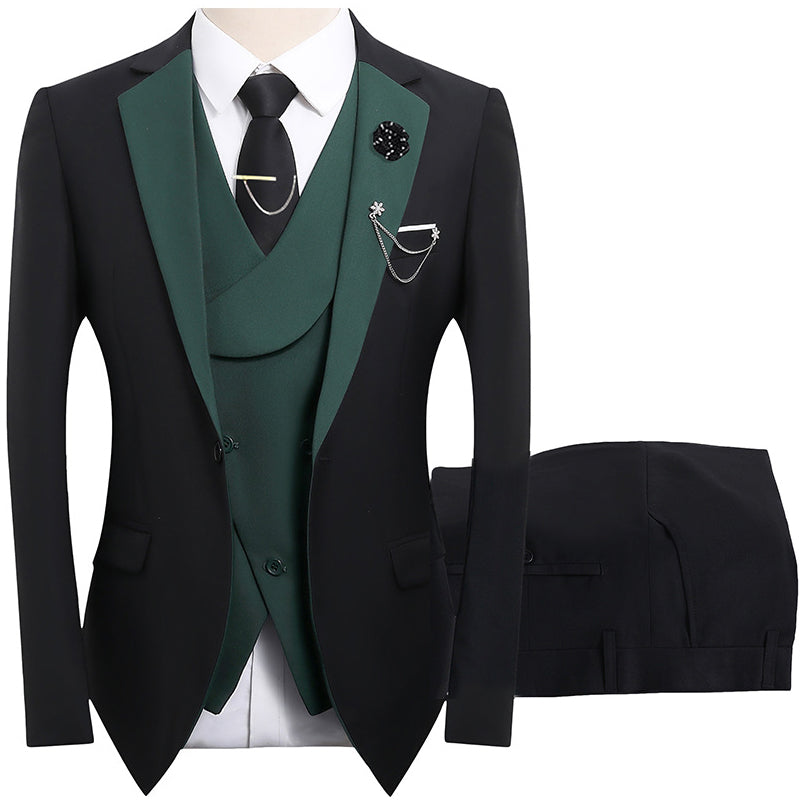 💎 50% RABATT! 💎 Moderner Hochzeitsanzug in Kontrastfarben – 3-teiliges Slim-Fit-Set in markantem Schwarz & Hellblau (8 Farben!) 👔✨