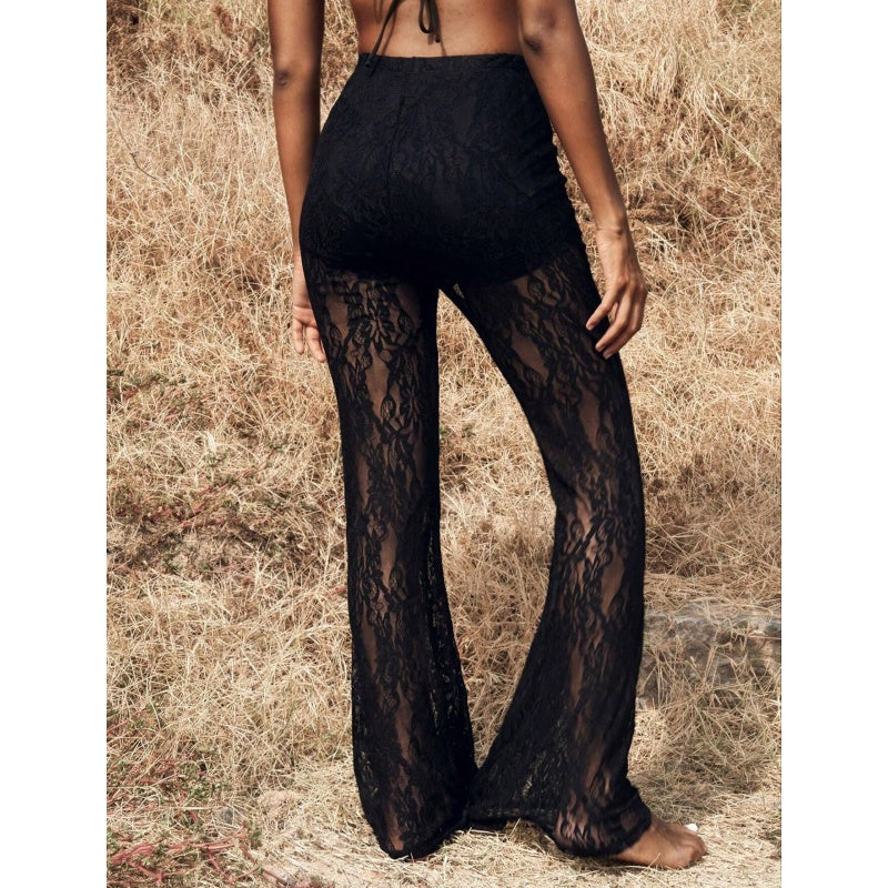 👖 51 % RABATT! 🌞 Elegante ausgestellte Spitzenhose mit High-Waist-Design