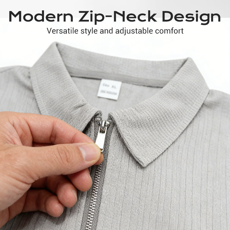 Sommerliches Freizeit-Set mit Zip-Neck-Shirt und Shorts