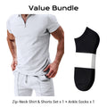 Sommerliches Freizeit-Set mit Zip-Neck-Shirt und Shorts