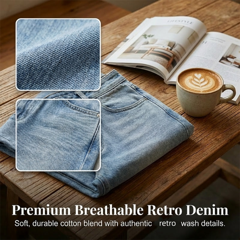 ✨ JETZT 50% RABATT! 👖 Damen Jeans mit hoher Taille und geradem Bein – verlängert das Bein & perfekte Passform! 🤎