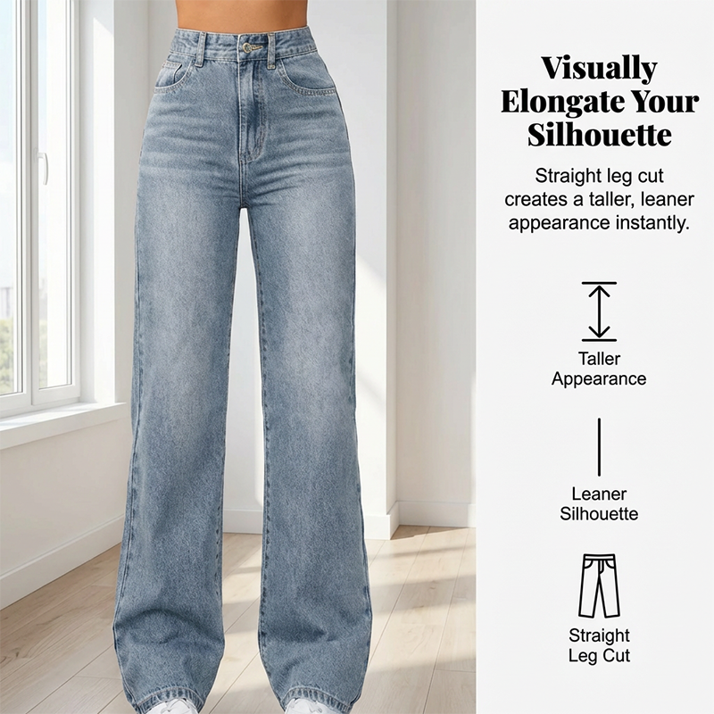 ✨ JETZT 50% RABATT! 👖 Damen Jeans mit hoher Taille und geradem Bein – verlängert das Bein & perfekte Passform! 🤎
