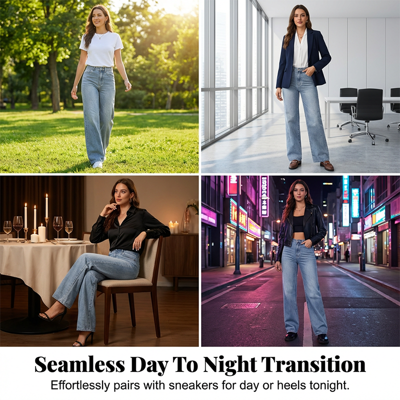 ✨ JETZT 50% RABATT! 👖 Damen Jeans mit hoher Taille und geradem Bein – verlängert das Bein & perfekte Passform! 🤎