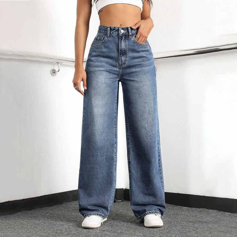 ✨ JETZT 50% RABATT! 👖 Damen Jeans mit hoher Taille und geradem Bein – verlängert das Bein & perfekte Passform! 🤎