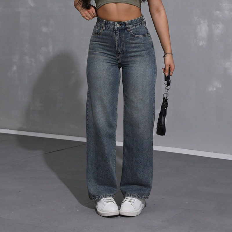 ✨ JETZT 50% RABATT! 👖 Damen Jeans mit hoher Taille und geradem Bein – verlängert das Bein & perfekte Passform! 🤎