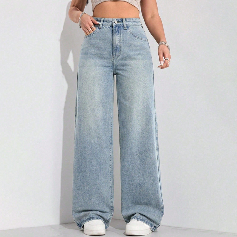 ✨ JETZT 50% RABATT! 👖 Damen Jeans mit hoher Taille und geradem Bein – verlängert das Bein & perfekte Passform! 🤎